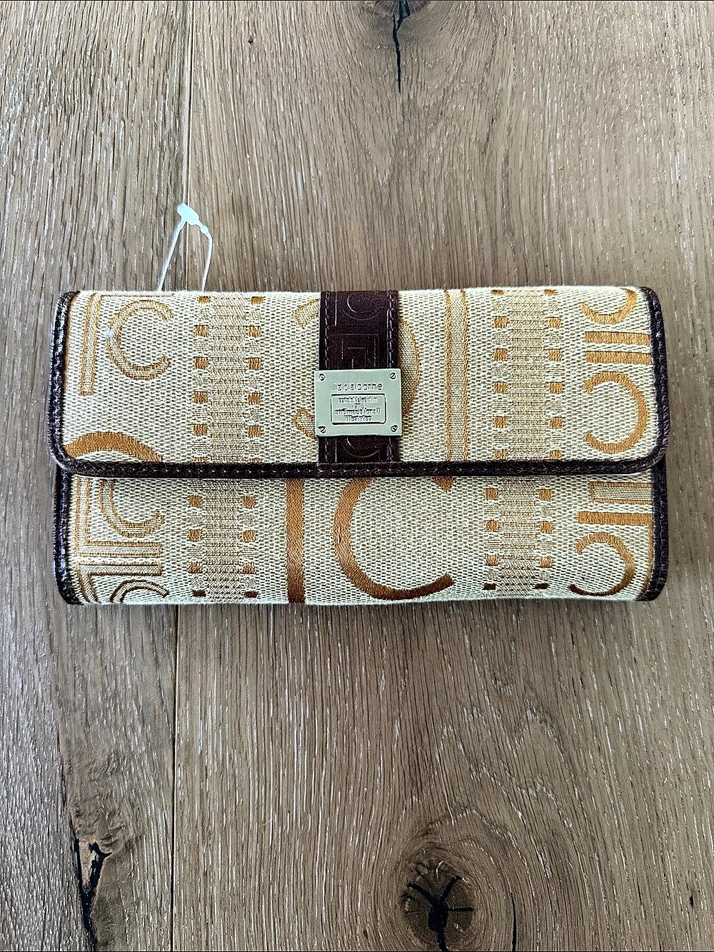 Liz Claiborne Women's Geometric Wallet in Beige & Brown
